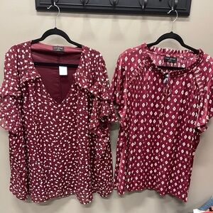 Lane Bryant Burgundy Blouses with Patterns